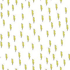 Lightning seamless pattern on white background. Paper print design. Abstract retro vector illustration. Trendy textile, fabric, wrapping. Modern space decoration.