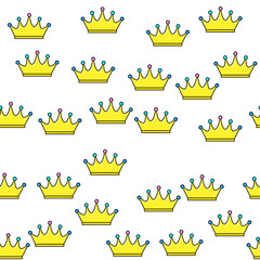 Crown seamless pattern on white background. Paper print design. Abstract retro vector illustration. Trendy textile, fabric, wrapping. Modern space decoration.