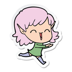 sticker of a cartoon elf girl