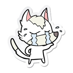 sticker of a cartoon crying wolf