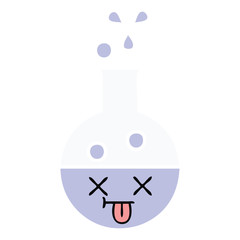 flat color retro cartoon test tube