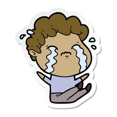 sticker of a cartoon man crying