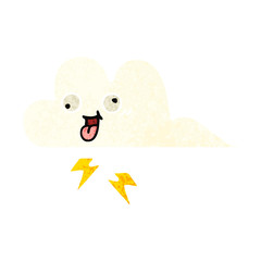 retro illustration style cartoon storm cloud