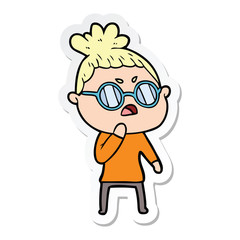 sticker of a cartoon annoyed woman