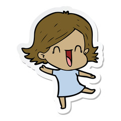 sticker of a cartoon laughing woman