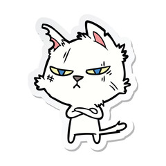 sticker of a tough cartoon cat