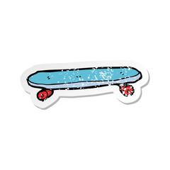 retro distressed sticker of a cartoon skateboard