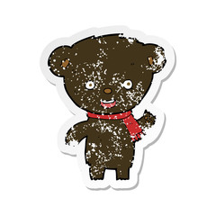 retro distressed sticker of a cartoon cute black bear