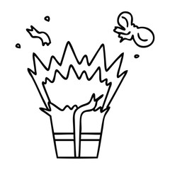 quirky line drawing cartoon of an explosive present