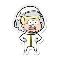 sticker of a cartoon surprised astronaut