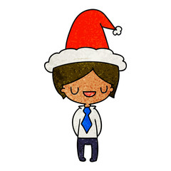 christmas textured cartoon of kawaii boy