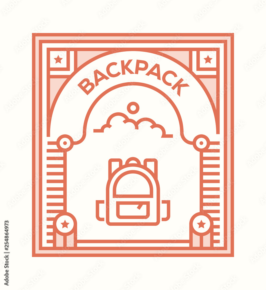 Sticker backpack icon concept