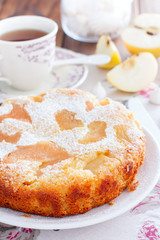 Vegan Apple Pie on a white plate, selective focus