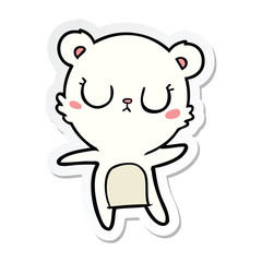 sticker of a peaceful cartoon polar bear