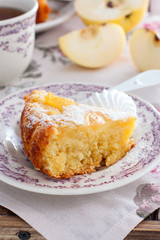 Vegan Apple Pie on a white plate, selective focus