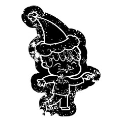 cartoon icon of a happy boy wearing santa hat