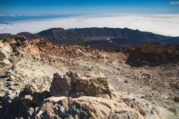 On top of a volcano. Teide. Volcano on Tenerife. Spain. The mountains.