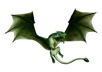 3D Rendering Fairy Tale Dragon on White