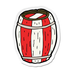 sticker of a cartoon painted barrel