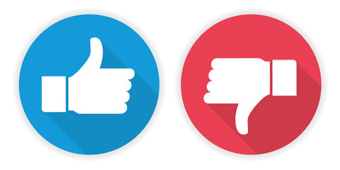 Icon thumb up and thumb down. Like and dislike sign design - Vector.