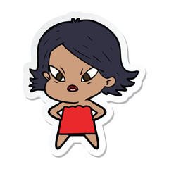 sticker of a cartoon stressed woman