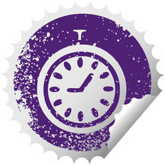 distressed circular peeling sticker symbol time stopper