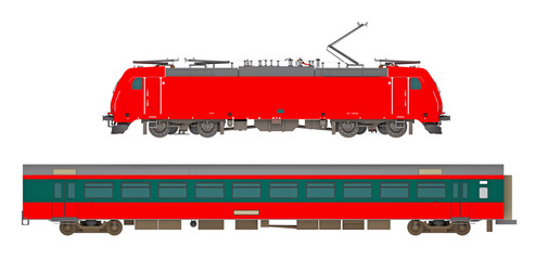 electric locomotive isolated on white side view © petrovk