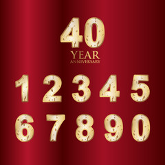 400 Year Anniversary Set Gold With Red Background Vector Template Design Illustration