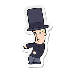 sticker of a cartoon man wearing top hat