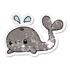 distressed sticker of a cute cartoon whale