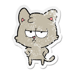 Obraz na płótnie Canvas distressed sticker of a bored cartoon cat