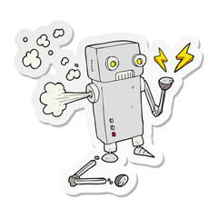 sticker of a cartoon broken robot