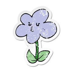 distressed sticker of a cartoon flower