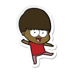 sticker of a happy cartoon boy