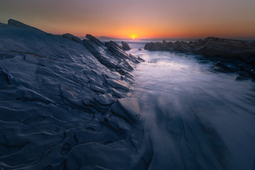 Sunset at Bidart's beach next to Biarritz, Basque Country.	