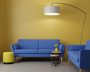 interior with sofa and lamp