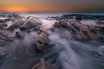 Sunset at Bidart's beach next to Biarritz, Basque Country.	