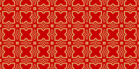 Modern Stylish Geometry Seamless Pattern Art Deco Background. Luxury Texture For Wallpaper, Invitation. Vector Illustration And Handmade Symbol. Red gold color