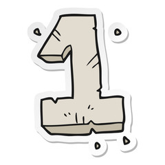 sticker of a cartoon stone number one