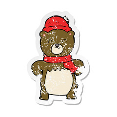 distressed sticker of a cute cartoon bear