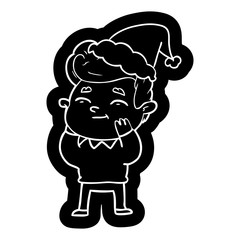 happy cartoon icon of a man wearing santa hat