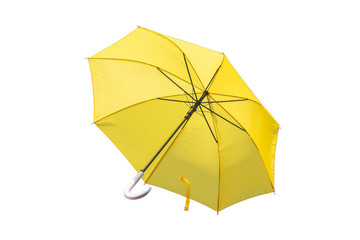 Yellow umbrellas on isolate white background. Used for rain, sun protection and weather protection.