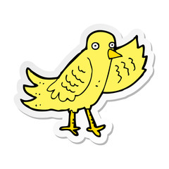 sticker of a cartoon waving bird