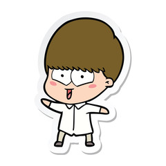 sticker of a cartoon happy boy