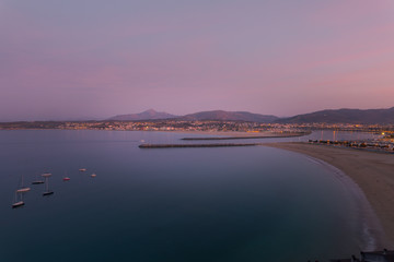 Fototapeta premium View from Hondarribia to the beach, Bidasoa river mouth and Hendaia (Hendaye) at the Basque Country.