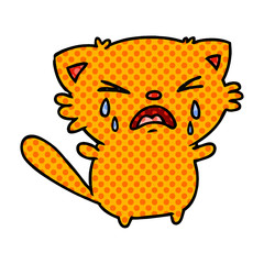 cartoon of cute kawaii crying cat