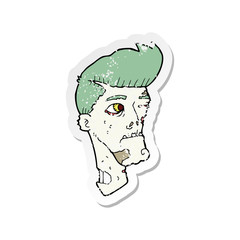 retro distressed sticker of a cartoon zombie