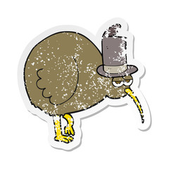 retro distressed sticker of a cartoon kiwi bird