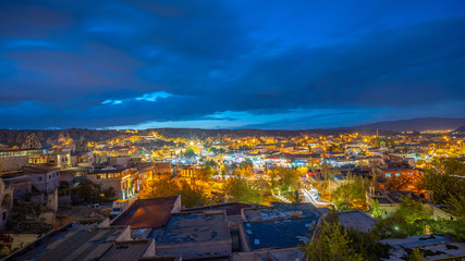 Naklejka premium View of Cappadocia city at night in Turkey
