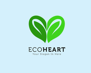 vegan leaf eco heart logo design inspiration